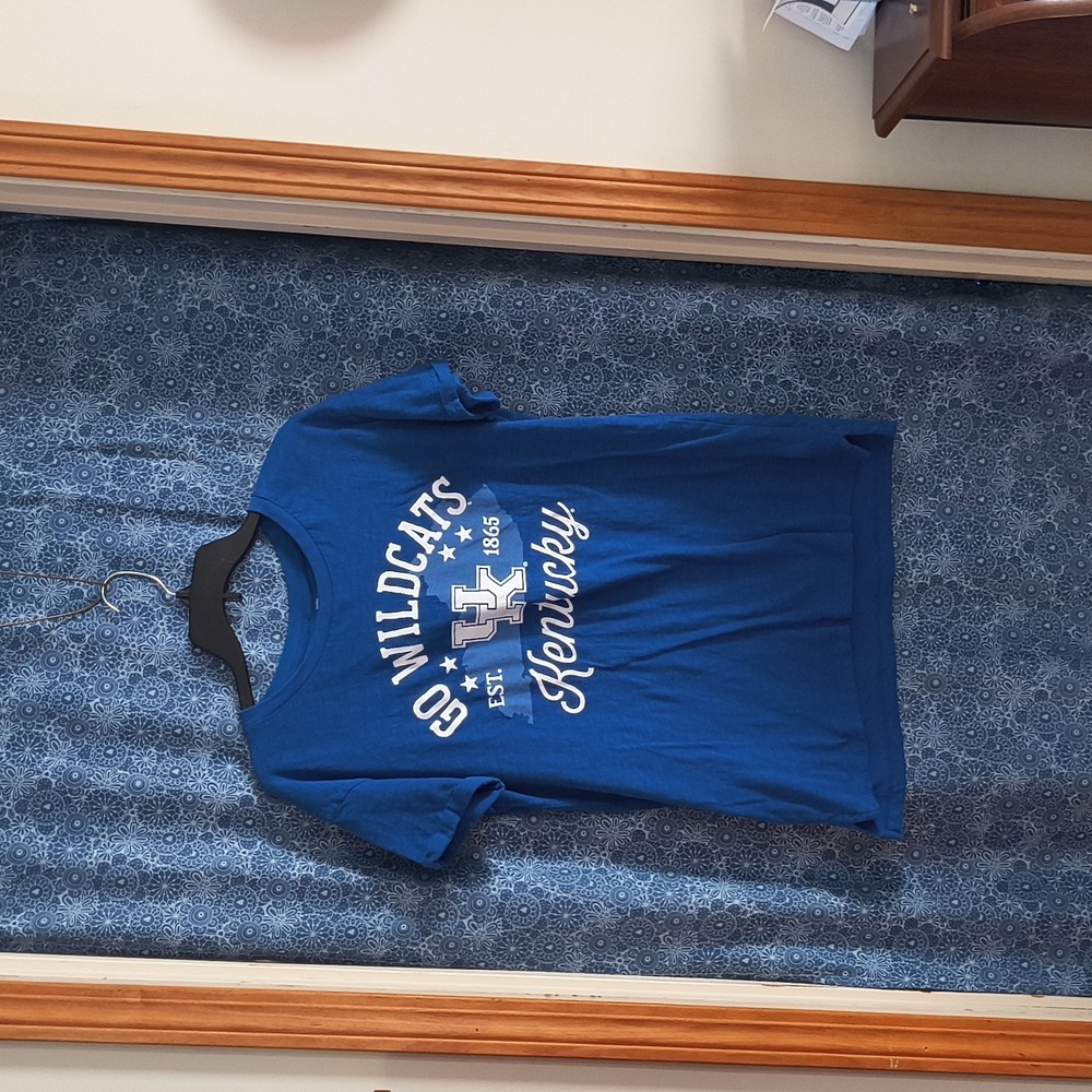 Blue Ladies UK Shirt With Cuffed Short Sleeves.